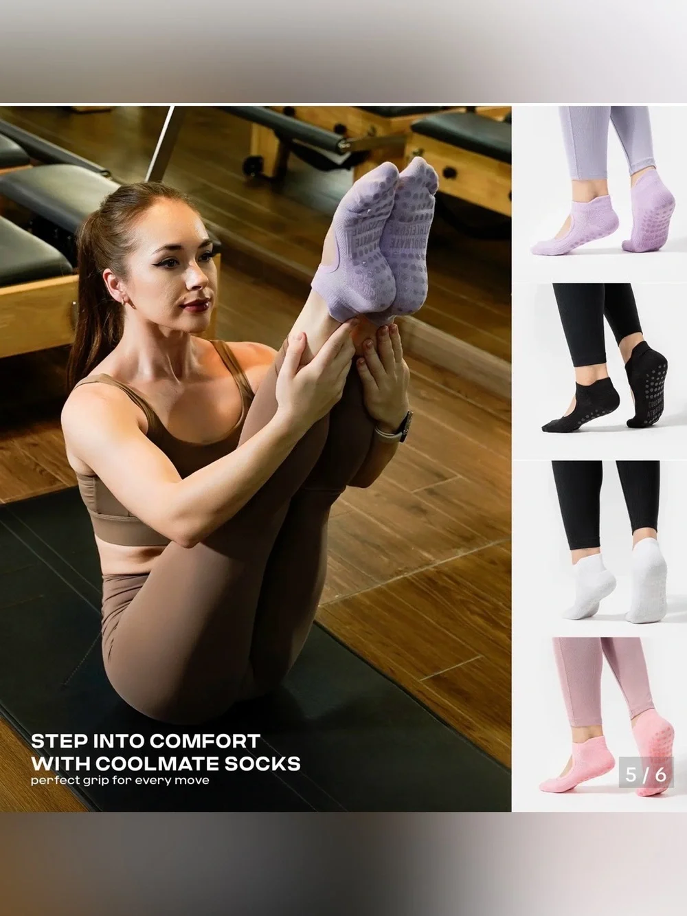 Coolmate Athleisure Yoga Pilates Ruffled 4 pack Socks Sz 6-10